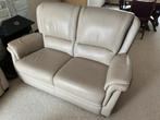 Beige lederen salon, Ophalen, Driepersoons, Zo goed als nieuw, Rechte bank