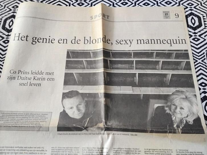 Interview over Co Prins in de krant van 21 februari 2001, Verzamelen, Sportartikelen en Voetbal, Gebruikt, Boek of Tijdschrift