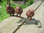 3 VOGELS OP TAK / bronzen beeld / nieuw, Tuin en Terras, Tuinbeelden, Dierenbeeld, Nieuw, Info@huisentuindecoratiemarie.nl, Huis en tuin decoratie marie