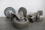 SET van 2x bok en 2x zwenk-remwiel 160 mm Wiel geluiddempend, Ophalen of Verzenden, Gebruikt