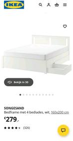Ikea Wit Bedframe (Songesand), Ophalen, Gebruikt, Eenpersoons, Wit