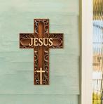 Jezus Kruis Prachtige 2D print op lichtgewicht Hout, Antiek en Kunst, Ophalen of Verzenden