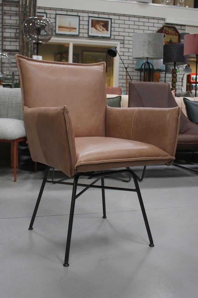 3 x luxe eetkamerstoel SANNE Jess Design leer armleuningen, Ophalen, Zo goed als nieuw, Leer, Drie