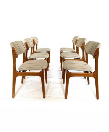 Set van 6x eetkamerstoel, Erik Buch, OD Møbler ‘70 beschikbaar voor biedingen