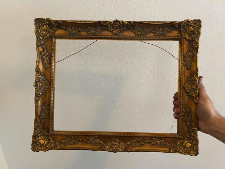 Gouden sierlijst fotolijst, Antiek en Kunst, Antiek | Spiegels, 50 tot 100 cm, Rechthoekig, Ophalen