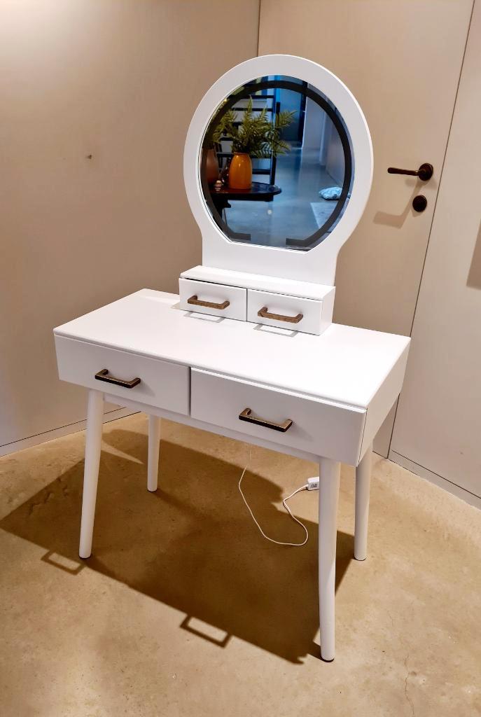 Kaptafel 80x40 cm met spiegel met verlichting (en verhaal), Huis en Inrichting, Tafels | Kaptafels, Zo goed als nieuw, Minder dan 100 cm