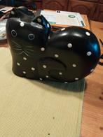 Leuk zwart kattenbeeld met witte stippen, Tuin en Terras, Ophalen of Verzenden, Zo goed als nieuw, Steen, Dierenbeeld