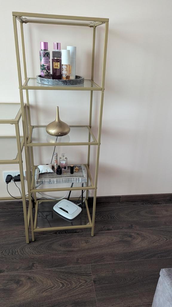 Gouden 5-laags Glazen Plank - 40x30cm, Huis en Inrichting, Kasten | Stellingkasten, Zo goed als nieuw, Ophalen of Verzenden