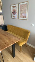 Eetbankje okergeel velours 160x65x83, Huis en Inrichting, Ophalen, Gebruikt, Tweepersoons, 150 tot 200 cm
