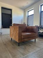 Fraaie cognac leren loveseat/fauteuil, Huis en Inrichting, Fauteuils, Ophalen, Gebruikt, Leer