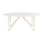 Izmir Witte marmeren eettafel - 6 persoons, Huis en Inrichting, Ophalen, 100 tot 150 cm, Zo goed als nieuw, Vijf personen of meer