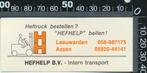 Sticker: Hefhelp Intern Transport - Leeuwarden - Assen, Verzamelen, Stickers, Ophalen of Verzenden, Zo goed als nieuw, Bedrijf of Vereniging