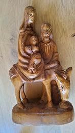 Oud retro kerstgroep houtsnijwerk Maria Jozef Jezus op ezel., Ophalen of Verzenden