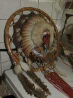 Indianen gezicht 44 cm bont veren leer kraaltjes bamboe, Ophalen of Verzenden, Nieuw