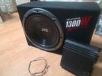 JVC SET SUBWOOFER MET VERSTERKER 1300 WATT GOED ALS NIEUW, Auto diversen, Autospeakers, Ophalen of Verzenden