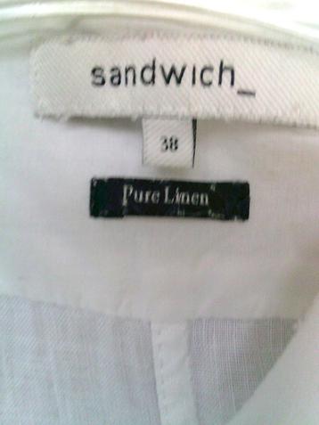 SANDWICH lange linnen witte blouse met zakjes 38 beschikbaar voor biedingen