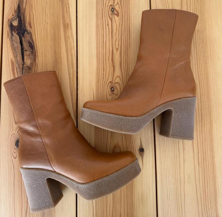 Bukela Boots / Enkellaars Frida - Cognac Bruin Leer maat 39, Kleding | Dames, Schoenen, Zo goed als nieuw, Hoge laarzen, Zwart