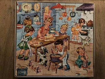 Vintage kinderpuzzel van hout, 64 stukjes