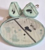 Keramische broche en clipoorbellen, Sieraden, Tassen en Uiterlijk, Broches, Ophalen of Verzenden, Zilver, Overige materialen