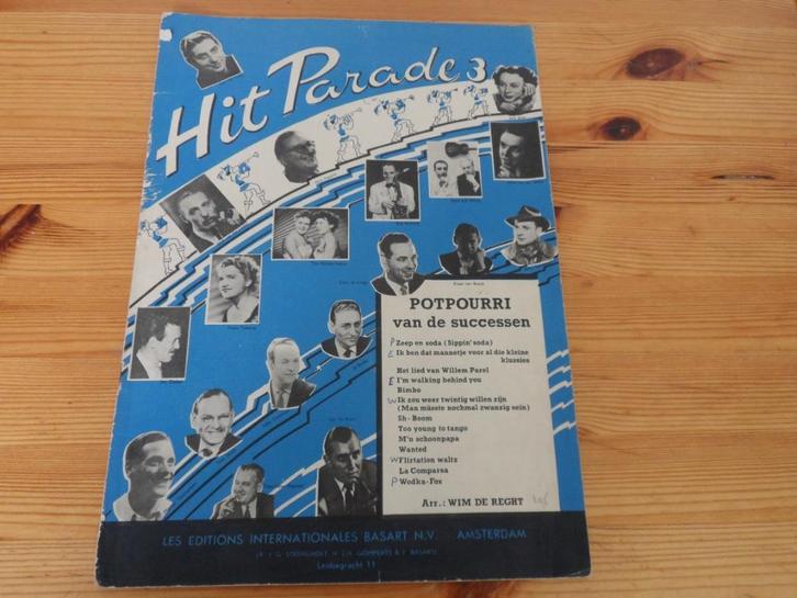 Hit parades 3x - arr. Wim de reght, Muziek en Instrumenten, Bladmuziek, Gebruikt, Artiest of Componist, Populair, Gitaar, Piano