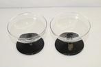 2 Leerdam coupes met zwarte voet, diameter 8,5 cm, Ophalen of Verzenden