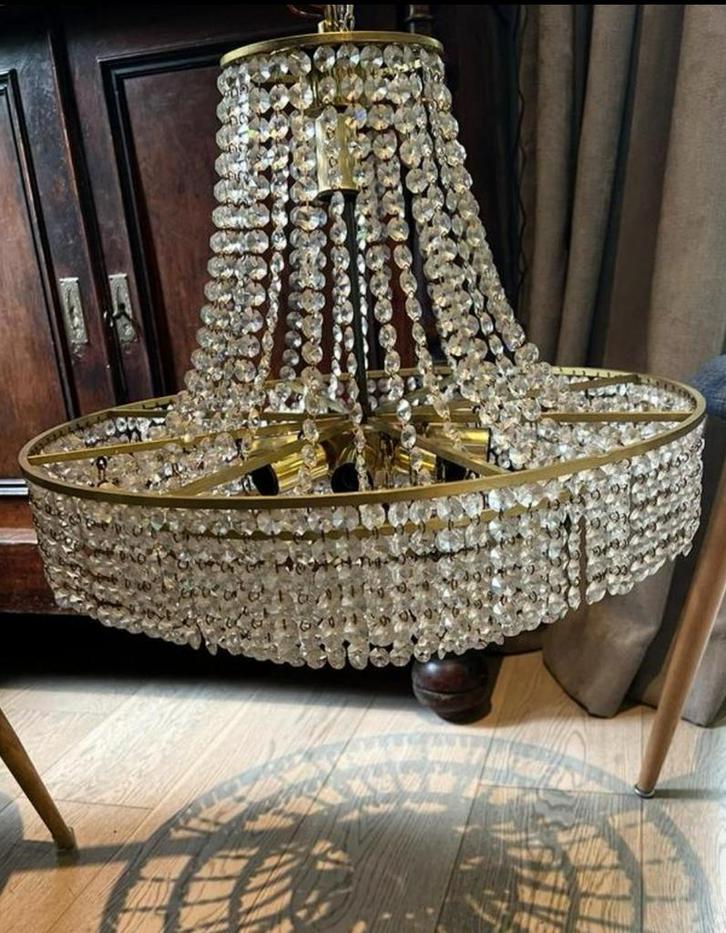 Franse Empire kroonluchter met kristal luchters, Huis en Inrichting, Lampen | Kroonluchters, Zo goed als nieuw, Ophalen