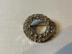Ronde vintage strass broche, Ophalen, Overige materialen, Broche