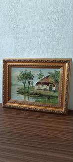 Olieverfschilderij Hollands Tafereel in Gouden Lijst, Ophalen of Verzenden
