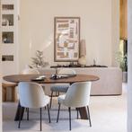 Roundly eettafel/bureau mango hout walnoot 200x100, Huis en Inrichting, Tafels | Eettafels, Ophalen, Japandi, Gebruikt, 200 cm of meer