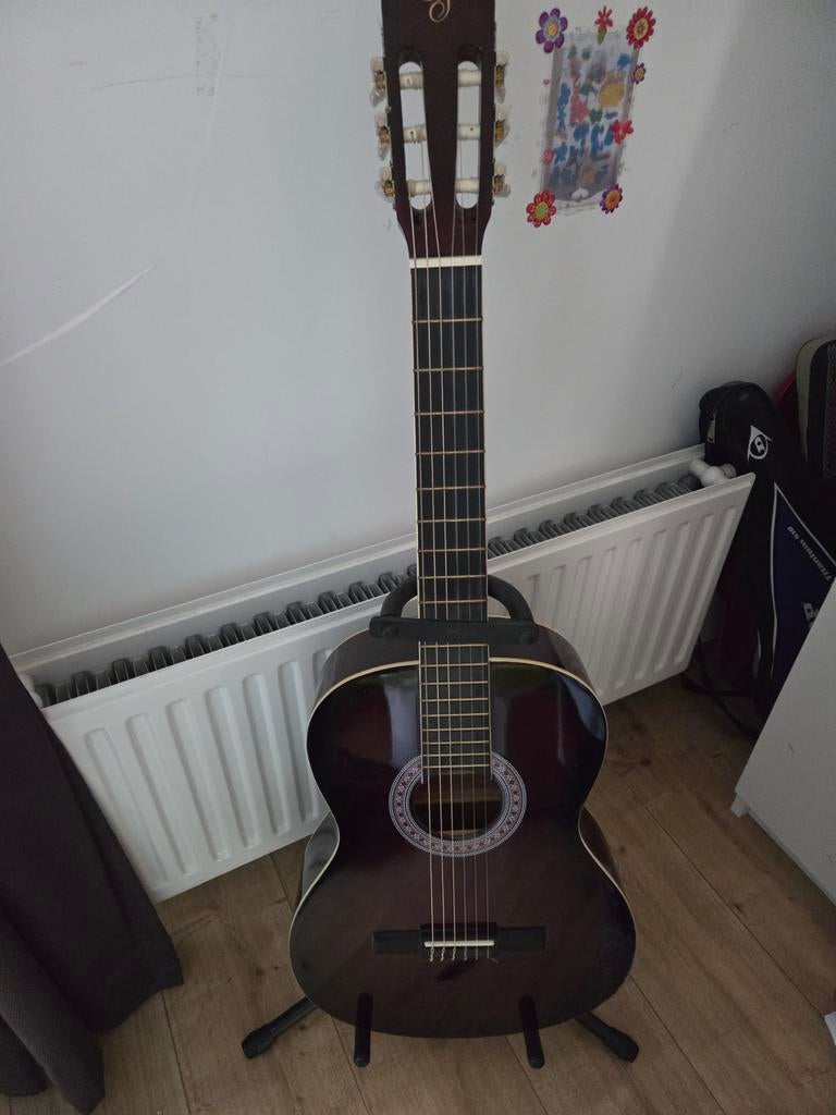 Gitaar met hoes, standaard en stemmer, Ophalen, Klassieke of Spaanse gitaar
