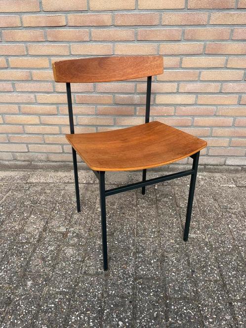 Vintage Auping Model 552 Carelle Serie Minimalistische stoel, Huis en Inrichting, Stoelen, Gebruikt, Eén, Hout, Metaal, Bruin