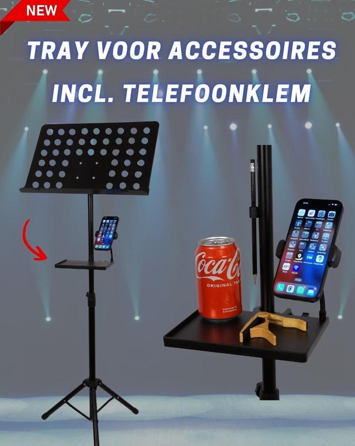 Nieuw: MTE accessoire tray met telefoonhouder, 20240005, Muziek en Instrumenten, Standaards, Nieuw, Ophalen of Verzenden