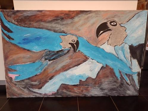 Jan Leppens - olieverf op doek, groot werk "vogels", Antiek en Kunst, Kunst | Schilderijen | Klassiek, Ophalen