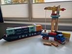 Vilac containerset met boot, hijskraan en vrachtwagen, Ophalen of Verzenden, Zo goed als nieuw, Overige typen