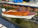 Unieke retro toerboot met handgemaakte teakhouten opbouw inc, Watersport en Boten, Ophalen, Gebruikt, 30 tot 50 pk, Snelvarend
