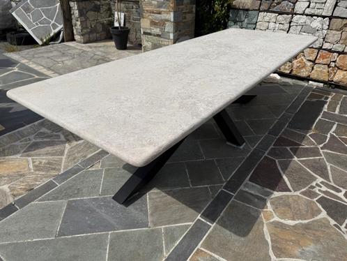 Raw Travertino Design tafel 290 x 110 x 4 cm - 8 personen, Tuin en Terras, Tuintafels, Nieuw, Rechthoekig, Overige materialen
