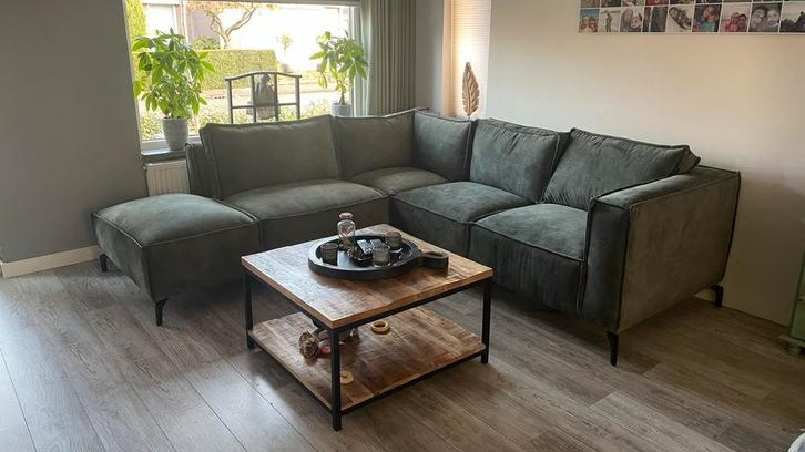 Groene Hoekbank Robin - 263x250cm, Huis en Inrichting, Banken | Bankstellen, Gebruikt, Hoekbank, Vierpersoons of meer, 250 tot 300 cm