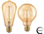 2 Eglo lamp Golden Age bol cilinder dimbaar 2 Philips GRATIS, Led-lamp, Minder dan 30 watt, Nieuw, E27 (groot)
