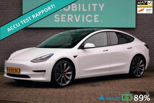 Tesla Model 3 Performance AWD 75 kWh SOH89% Pano AutoPilot L, Auto's, Tesla, Bedrijf, Te koop, Model 3, 4x4, ABS, Airbags, Airconditioning