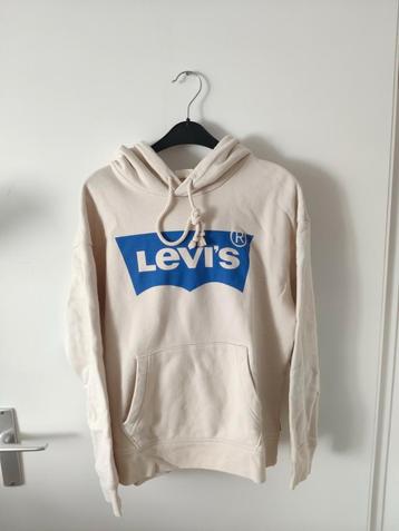 Levi's crème hoodie met capuchon en blauw logo maat xs als n beschikbaar voor biedingen