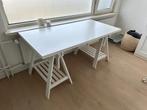Wit bureau, Huis en Inrichting, Ophalen, In hoogte verstelbaar, Gebruikt, Bureau