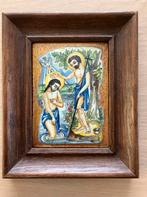 Schilderij emaille op koper, johannes de doper doopt Jesus, Antiek en Kunst, Kunst | Schilderijen | Klassiek, Ophalen of Verzenden