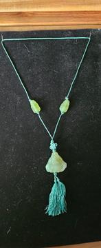 Happy Buddha Jade Ketting met Groen Vlechtkoord, Nieuw, Ophalen of Verzenden, Steen of Mineraal, Met edelsteen