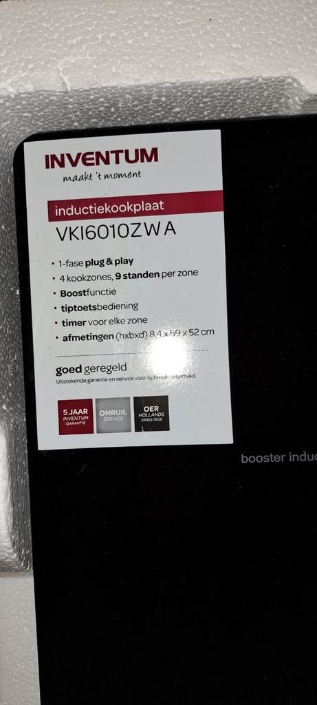 Nieuw in doos - Inventum kookplaat met normale stekker!, Witgoed en Apparatuur, Kookplaten, Nieuw, Vrijstaand, Inductie, 4 kookzones