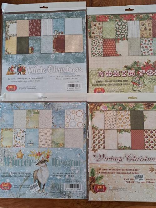 4x CRAFT & YOU DESIGN PAPIER 30X30CM KERST DESIGNPAPIER, Hobby en Vrije tijd, Scrapbooking, Zo goed als nieuw, Papier of Karton