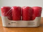 4 "Molca" Cylinderkaarsen Kleur: Rood Nieuw Verpakt, Overige materialen, Nieuw, Ophalen of Verzenden, Minder dan 25 cm