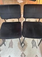 2 zwart fluwelen eetkamerstoelen, Ophalen, Zo goed als nieuw