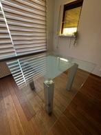 Glazen Eettafel met Metalen Poten, Huis en Inrichting, Tafels | Eettafels, Ophalen, 100 tot 150 cm, Vier personen, Rechthoekig