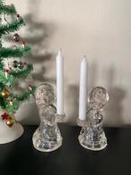 2 glazen kandelaars jongen en meisje, Ophalen of Verzenden, Zo goed als nieuw