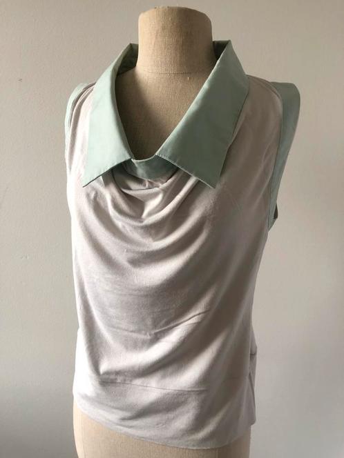 Barbara van der Zanden waterval top - S/M, Kleding | Dames, Tops, Nieuw, Maat 36 (S), Grijs, Zonder mouw, Ophalen of Verzenden